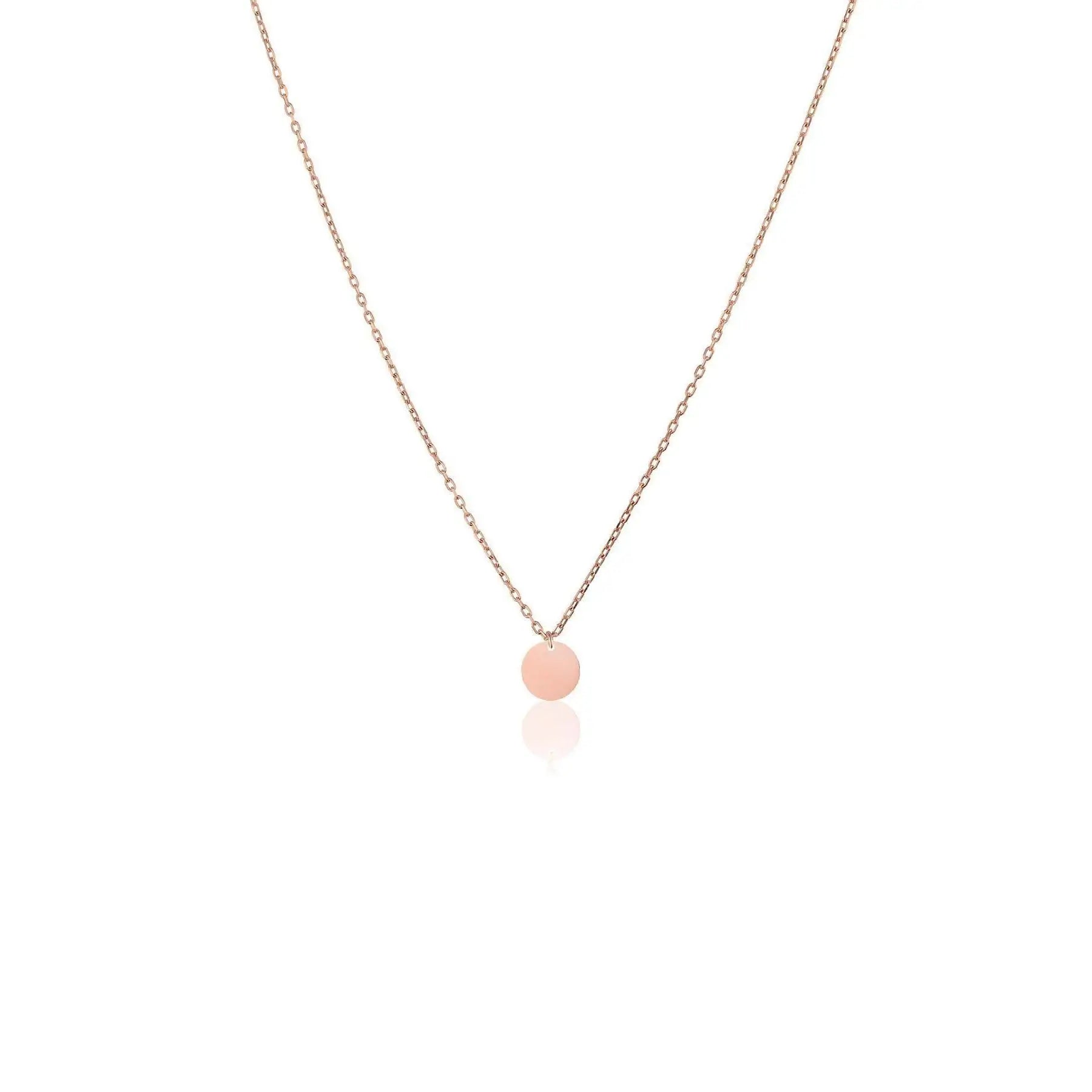 Azuris Elegant Luxury Accessory 925 Sterling Silver Fine Pendant Necklace with 0.5 cm Round Plate Design Made in Turkey
