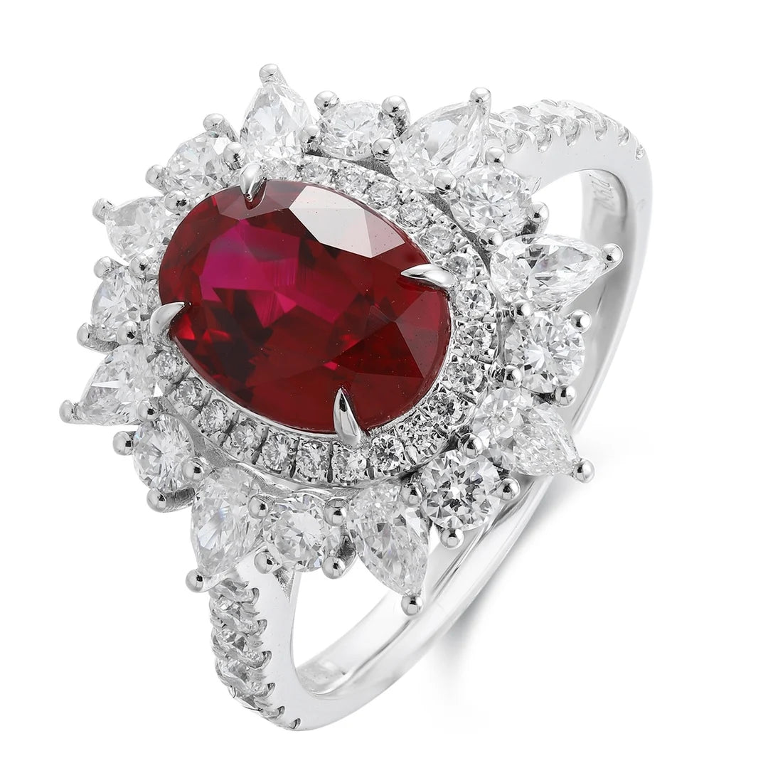 Customized Bulk Lab-Grown Ruby Engagement Rings PT950 Platinum Wedding Band Women's Anniversary Jewelry for Gift