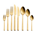 Heavy Thick Handle Flatware Stainless Steel 18 10 Matte Gold Cutlery Set for Wedding