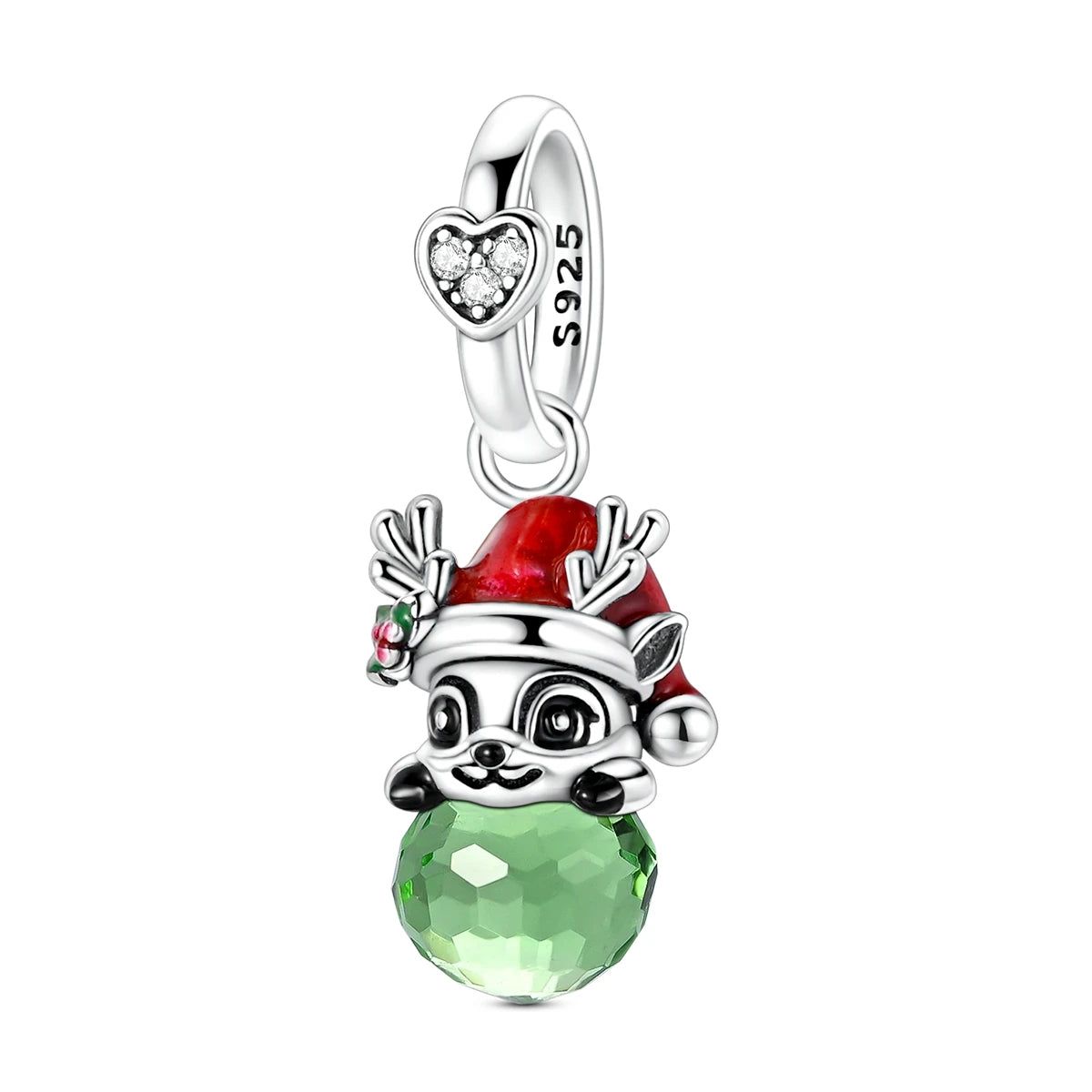 Christmas Series - 925 Sterling Silver Christmas Elk Ornament Charms Pendant with Zircon for Women's Party Gift