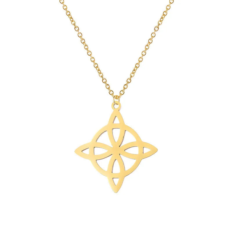 Wholesale Vintage Geometry Jewelry Religious Stainless Steel Irish Celtic Knot Wiccan Symbols Necklace