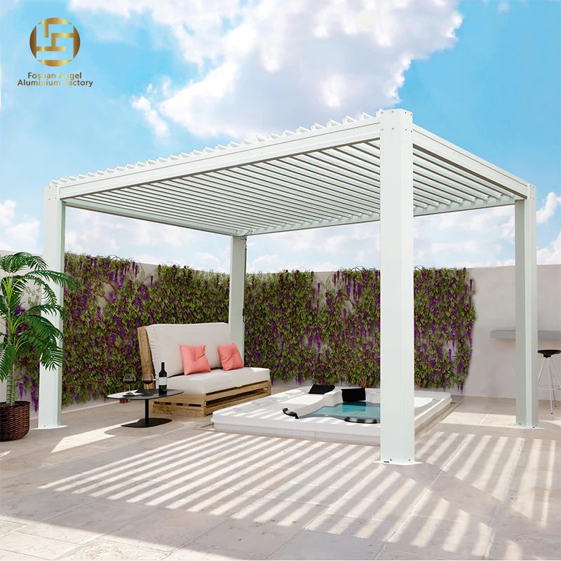 3x3m Aluminum Louvered Pergola Outdoor Motorized Bioclimatic Eco-Friendly Waterproof Luxury Design Balcony Backyard Patio