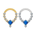 Right Grand ASTM F136 Titanium Square CZ Hinged Segment Septum Ring Daith Helix Hoop Earring Nose Piercing Body Jewelry