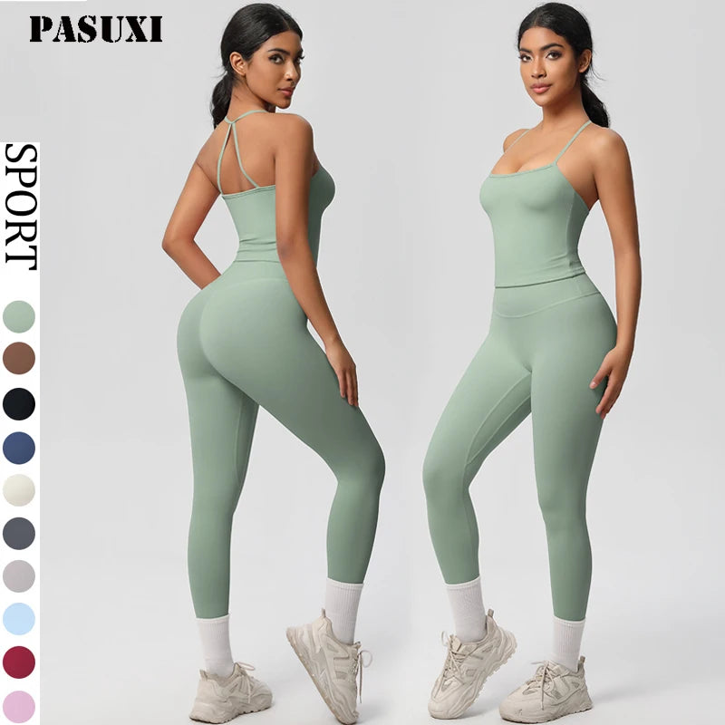 PASUXI 2025 Custom Women Seamless Gym Workout Sports Bra High Waist Fitness Leggings Sportswear Yoga Sets
