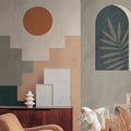 Made in Germany Photo Wallpaper Murals Graphic Green Blue Non Woven Vinyl Wall Mural Concrete Look for Hotel - 371 x 280 m