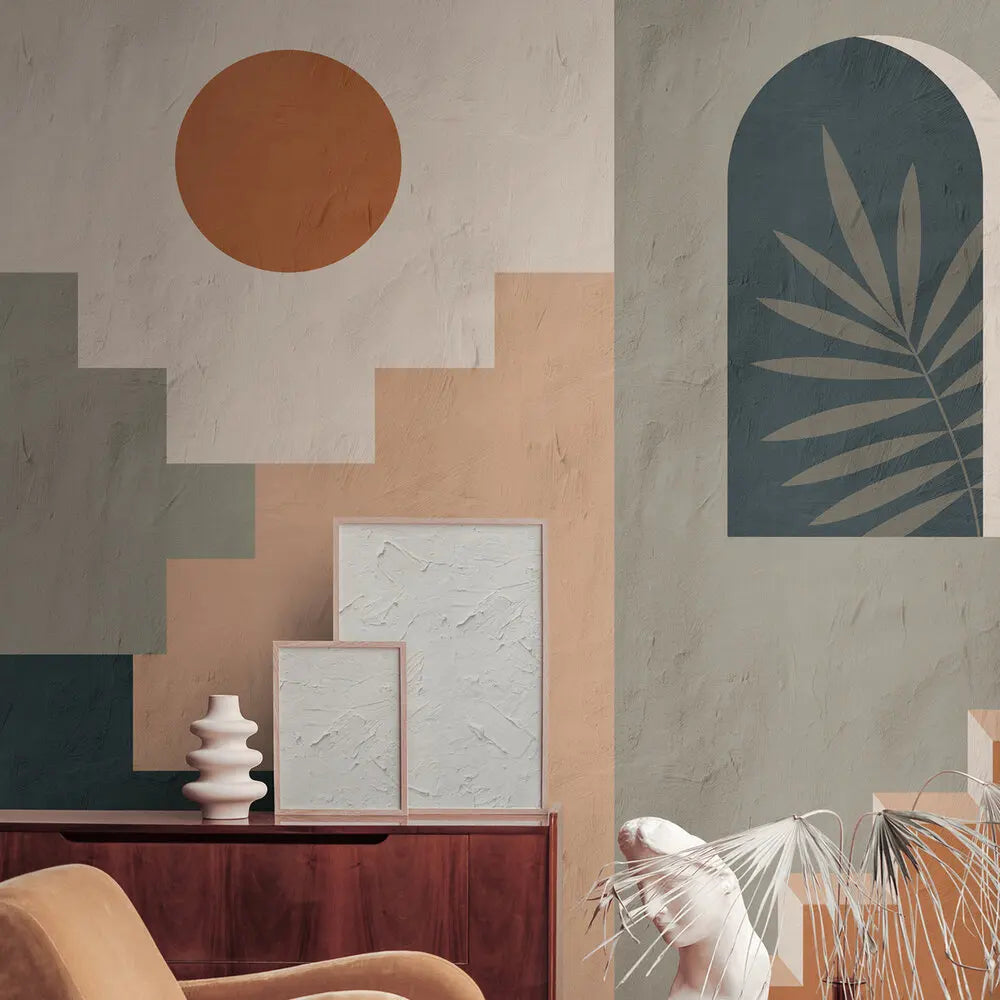 Made in Germany Photo Wallpaper Murals Graphic Green Blue Non Woven Vinyl Wall Mural Concrete Look for Hotel - 371 x 280 m