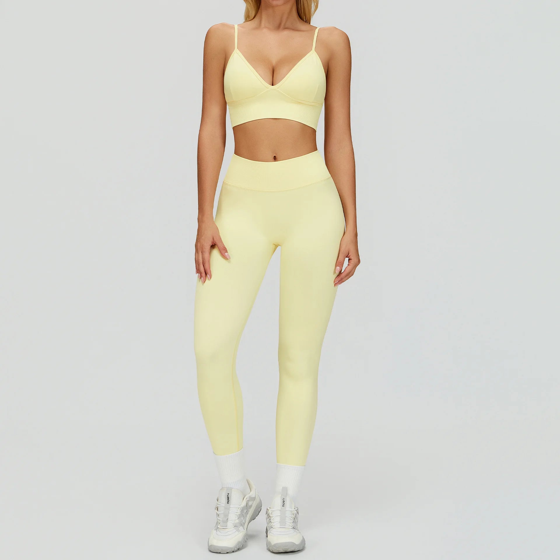 Women's Sexy Comfortable Seamless Gym Set Open Back High Support Yoga Bra & Yoga Legging Set 2 Pcs Gym Clothes Active Wear Sets