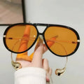 2025 Custom Logo Fashion Retro Oversized Pilot Sun Glasses UV400 Punk Double Bridges Sunglasses Women