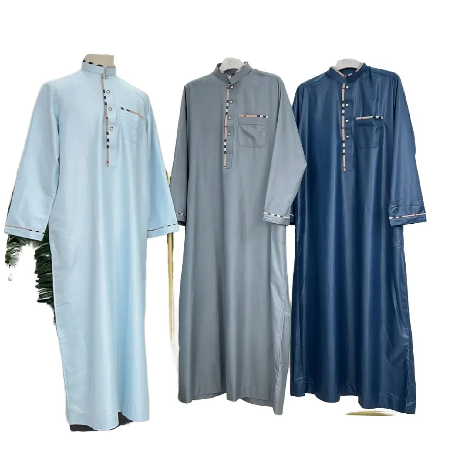 Saudi Thobe Abaya Islamic Clothing for Man Arabic Robe Men's Saudi Style Cotton Blend Abaya Robe Dress Muslim