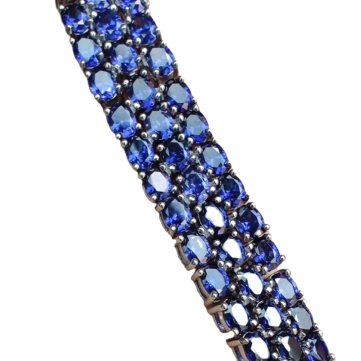 S925 Sterling Silver Rhodium Plated Oval Sapphire CZ Triple Row Tennis Bracelet Italian Style Fashion Jewelry for Women MegaBDM