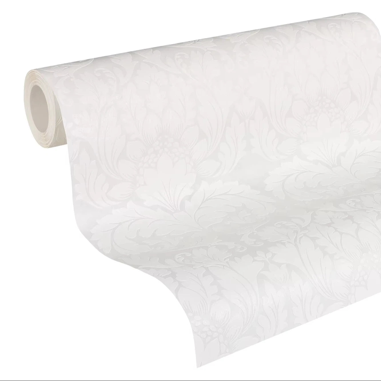 Made in Germany - Coatable Wallpaper rolls Damask Paintable White Non Woven Vinyl Wallpaper for painting - 1005 x 053 m