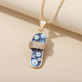 QIKU New Design Slippers Shape Pendant Necklace Unisex Copper Cubic Zircon Rhinestone Jewelry Chain Personalized Customization