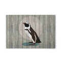 Made In Germany - Home Decor Canvas Picture Wood Look Penguin - Wall Mural In Grey And Black - Canvas Picture On Stretcher Frame