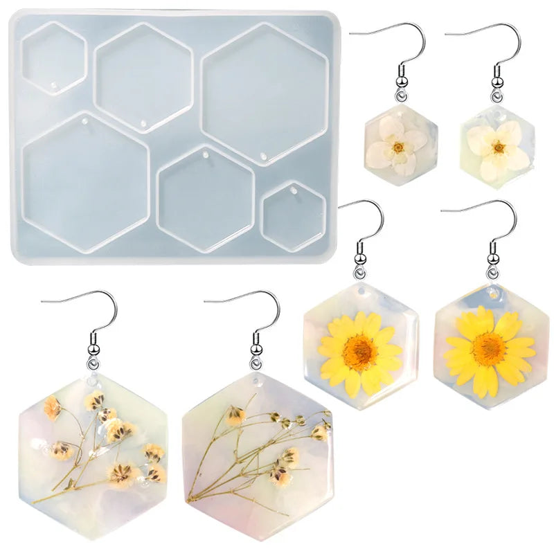 Six-sided Silicone Mold for Resin Pendant Epoxy Resin Mold Arch Shaped Jewelry Making Tool Women Dangle Earring Necklace