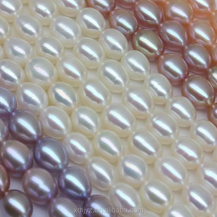 Certified ZZDIY050 Freshwater Pearl 3.0-4.0Mm a Loose Pearl Necklace in Rice Shape