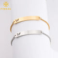 Custom Name Stainless Steel Rose Gold Curved Bar Blank Bracelet Fashion Jewelry Adjustable Butterfly Engrave Letter DIY Bracelet
