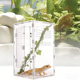 CustomizeTerrarium Acrylic Front Snap Button 20*20*35cm Reptile Enclosure Frog Spider Insect Breeding Box Cage Modern Breathable