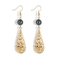 Fenyi Wholesale Jewelry Fashion Teardrop-shaped Hollow Carved Hawaiian Pearl Necklace Earrings Set for Women