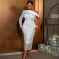 Wholesale One Shoulder Silver Sequin Skew Collar Girl Prom Dresses