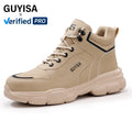 GUYISA Microfiber Upper Workwear Series European Standard Steel Toe Beige Color Safety Shoes for Unsex