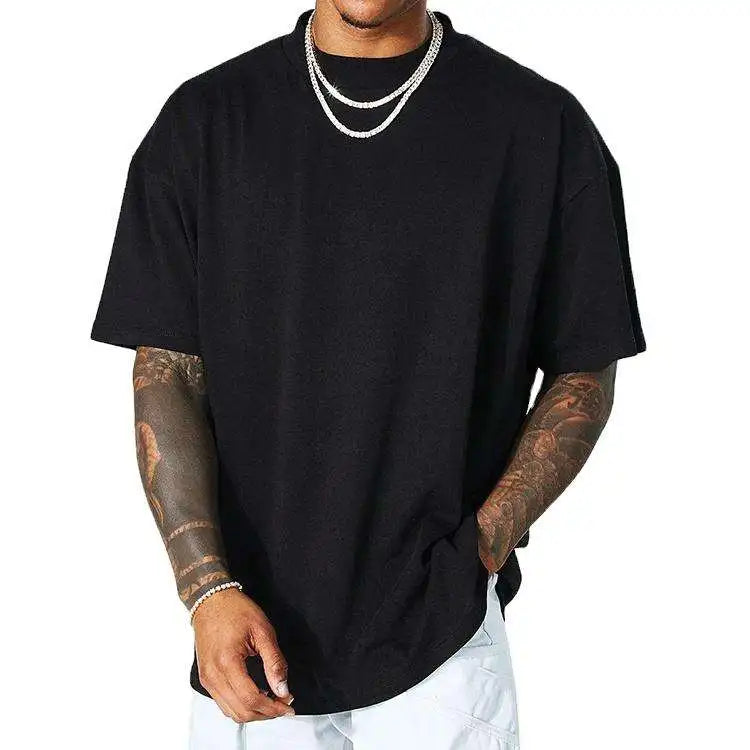 Wholesale Soft Cotton Mens T-Shirt  220gsm Solid Blank Round Neck Heavy Short Sleeve Tees Apparel Plus Size Men's Tshirt