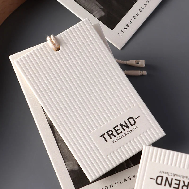 High Luxury Custom Logo Recyclable Paper Hang Tags for Garments for T-Shirts Jackets Jeans Shoes Printed Techniques