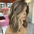 Quality European Hair Ombre Ash Blonde Wave Short Bob Wig Raw Double Drawn Human Hair Swiss Lace Front Wigs