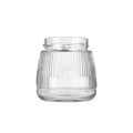 Eco Friendly Wholesale High Quality 380ml Striped Empty Round Pudding Glass Jar Bird's Nest Jar with Metal Lid