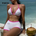PASUXI Women's High Waist Bikini Set Tummy Control Swimsuit 2 Piece Athletic Shorts Quick Dry Swimwear Padded Beachwear