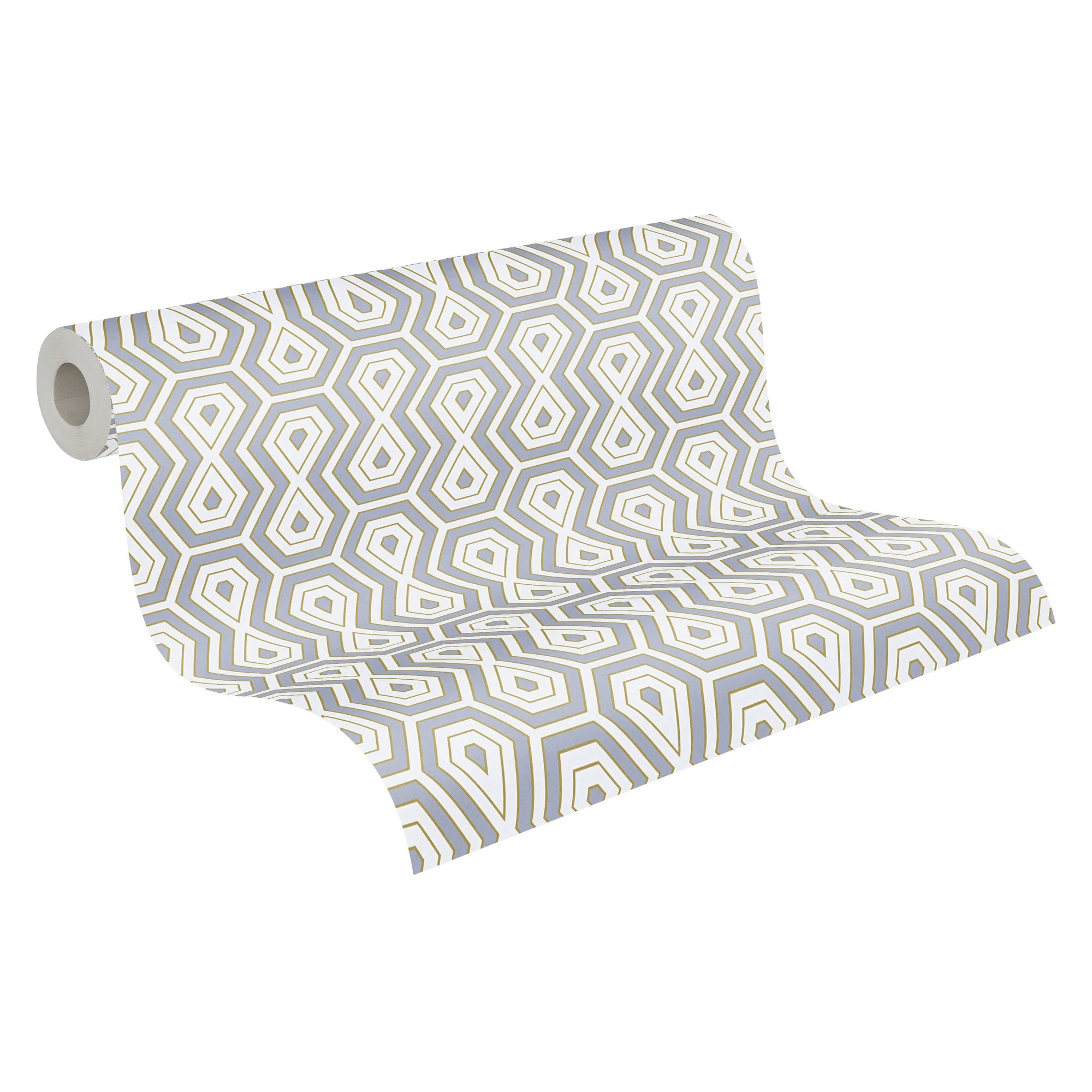 Made Germany Luxury Modern Non Woven Contract Wallpaper Rolls Geometric Wash & Light Resistant Grey Gold White 1005x053m
