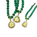 Certified Gold Inlaid Jade Pearl Necklace Hetian Jade Pendant Mother's Day Gift Rose Flower Pearl Necklace Set