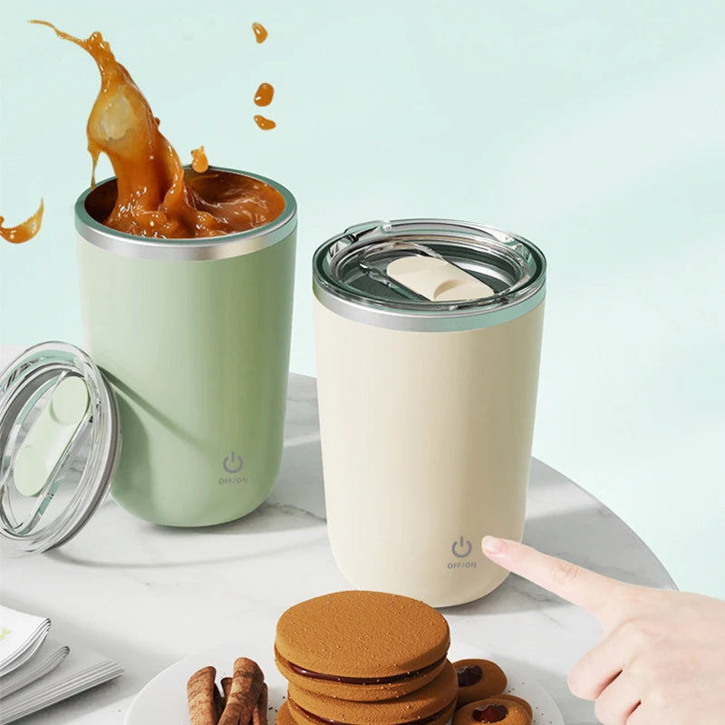 Customized Eco Friendly 14 oz Stainless Steel Self Stirring Coffee Mug Flask Lid Custom Smart Water Bottle