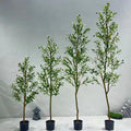 Interior Essentials Plastic Potted Fiberglass Artificial Olive Tree Realistic 120cm Green Home Decoration