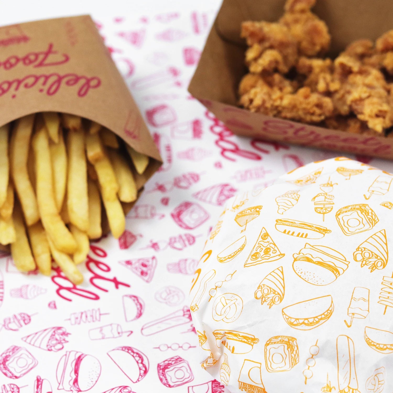 Wholesale Brand Customizable Greaseproof Kraft Paper Food Trays Plates & Bowls for Salad Snack Candy & Sugar Restaurant Use