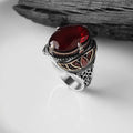 Wholesale Azuris VALKH1105 925 Sterling Silver Ottoman Style Men's Ring with Natural Agate Stone Handmade Turkey