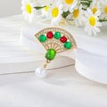 Weiman High-Grade Women's Rhinestone Fan Pearl Brooch Pins Anti-Slip Buckle Cardigan Collar Accessories for Parties and Weddings MegaBDM