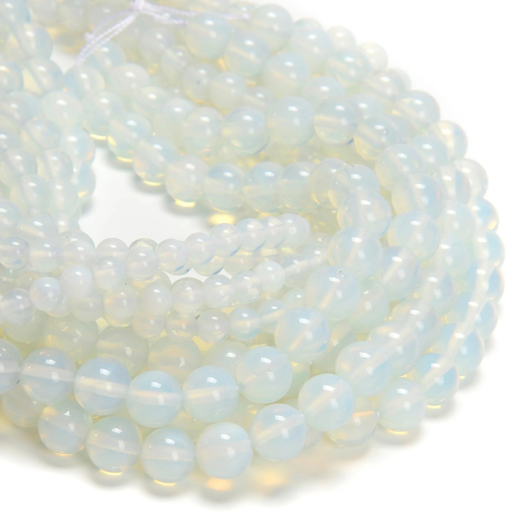 Wholesale Smooth Round White Opalite Stone Beads for Jewelry Bracelet Making 4mm-12mm
