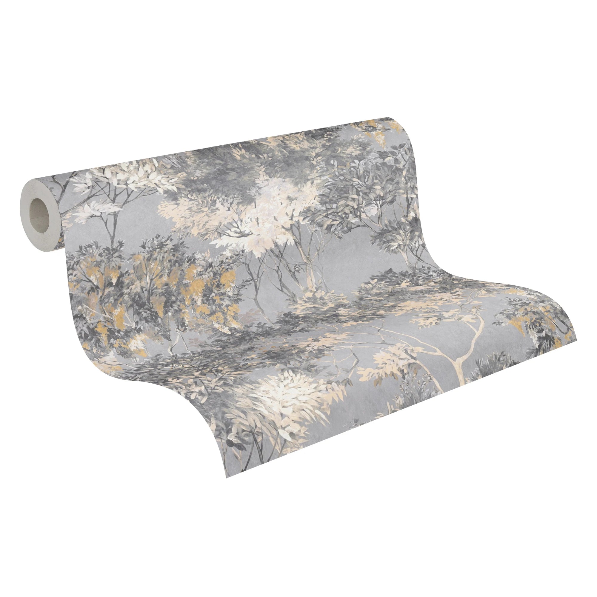 Made Germany Luxury Modern Non Woven Wallpaper Rolls Floral Grey White Beige Yellow Contract Plants Living Room Hotel Kitchen