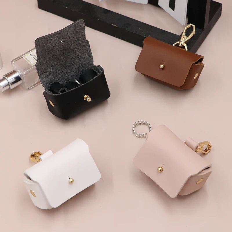 Innovative PU Leather Ring Jewelry Storage Case Elegant Ring Holder With a Clasp Practical Mini Ring Organizer Bag for Gifts