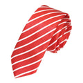 Exve Exclusive Red and White Striped Jacquard Woven Slim Fashion Tie From Turkey