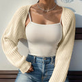 Fashion Plus Size Winter Casual Women's 100% Acrylic Long Sleeve Open Front Knitted Crop Cardigan Sweater Shrug