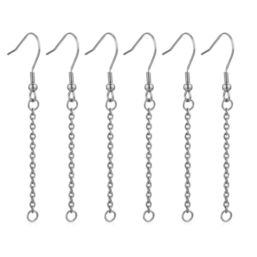 Stainless Steel Dangle Hook Earring Wires for DIY Jewelry Making Extension Adjustable Chain Extender Set