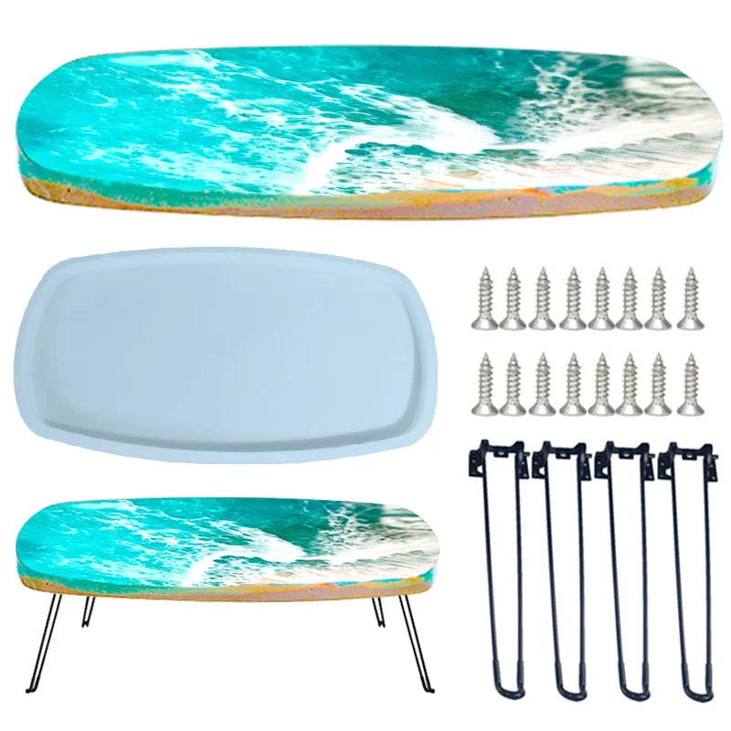Rubber Drop Mold Square Oval River Table Silicone Mold Home Daily for DIY Handmade