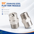 BSPT 1/2" 95 Degree Stainless Steel Flat Fan Cleaning Nozzle High Pressure for Industrial Dust & Surface Washing