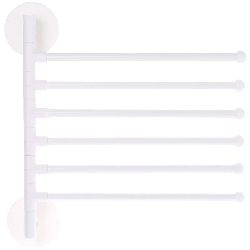 Modern Simple White Plastic Folding Rotating Movable Bracket Punch-Free Towel Rack for Bathroom Accessory Towel Bar Storage