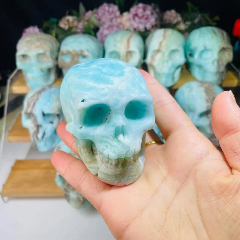 Wholesale Hemimorphite Skulls Crystal Stone for Home Decor Unique Holiday Gifts