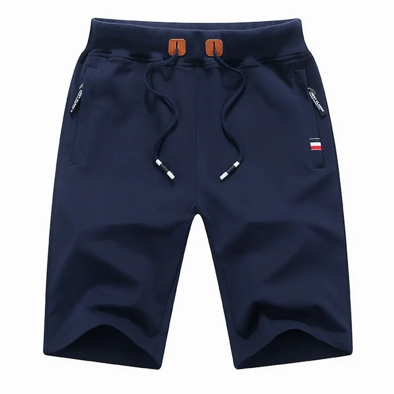 Casual Comfortable Polyester Blue Five-quarter Pants Men's Beach Shorts With Zipper Pockets