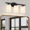 Ready to Ship Modern Iron E26 Wall-Mounted Bathroom Vanity Light Over Mirror 3-Light White Frosted Glass Fixtures