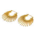 PVD 18K Gold Plated Stainless Steel Jewelry Twists Fan Shaped Zircon Huggies Earring Waterproof for Woman Earrings E251658