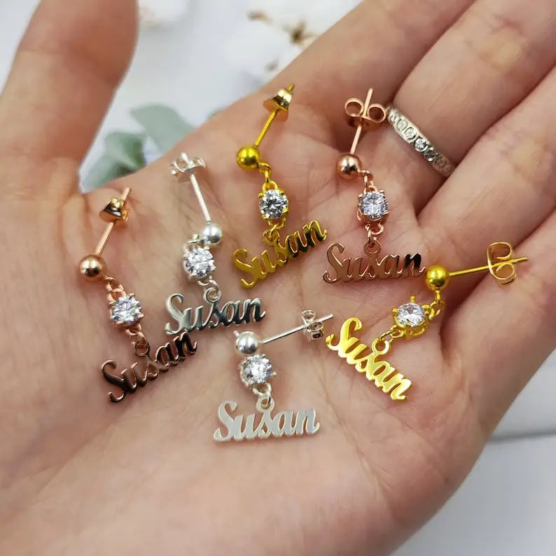 Custom Name Jewelry Earrings Ring Necklace 925 Silver Stainless Steel 18K Gold for Women Dropshipping Gift